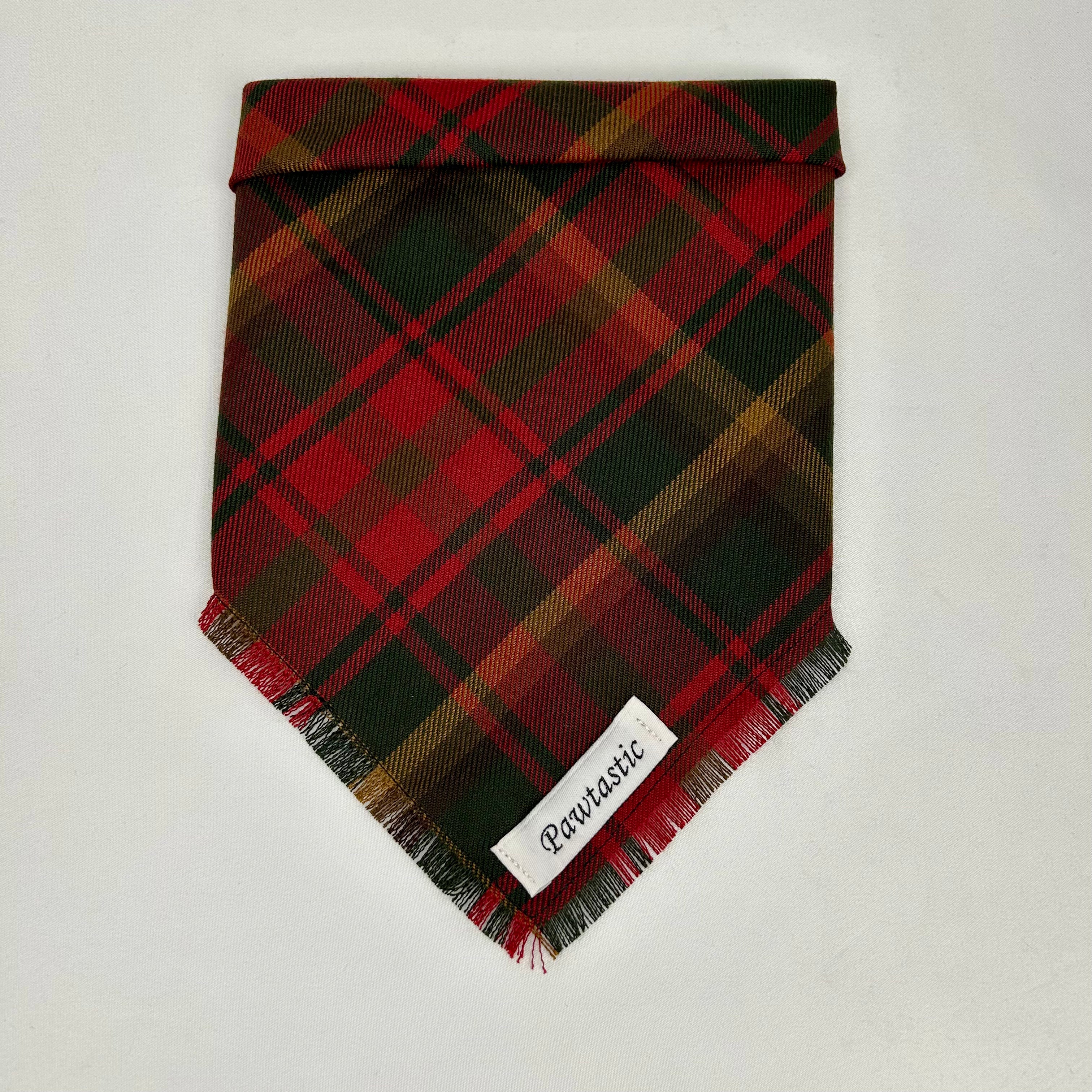 Canadian Maple Leaf Tartan | Frayed Snap-On Bandana