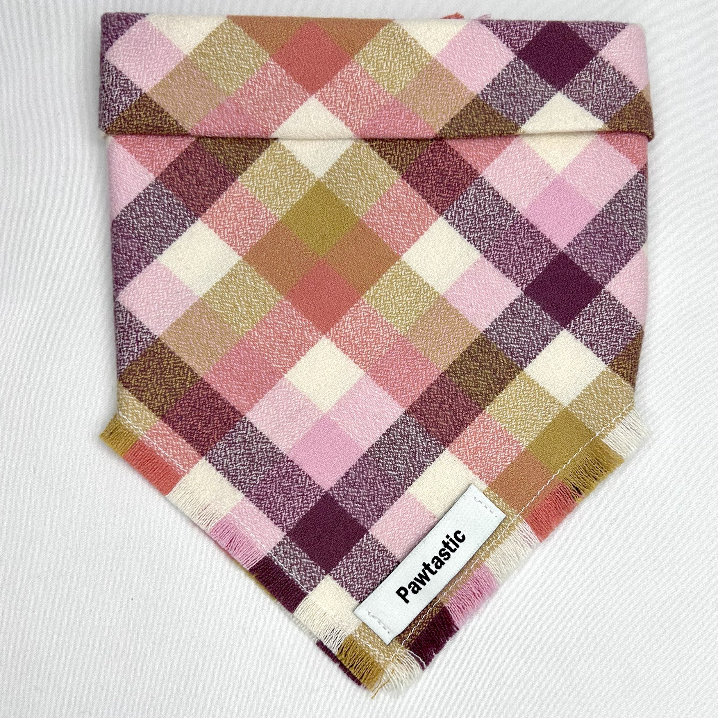 Honeysuckle Plaid | Frayed Snap-On Bandana