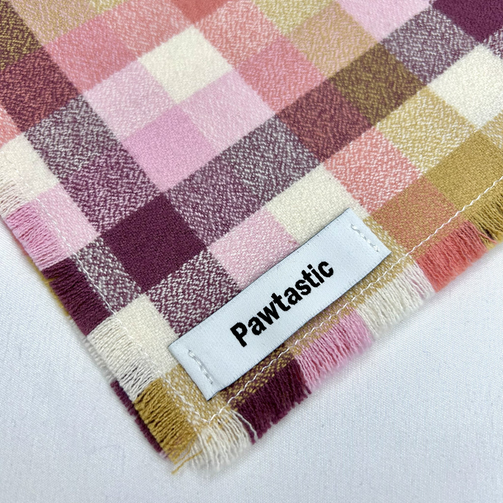 Honeysuckle Plaid | Frayed Snap-On Bandana