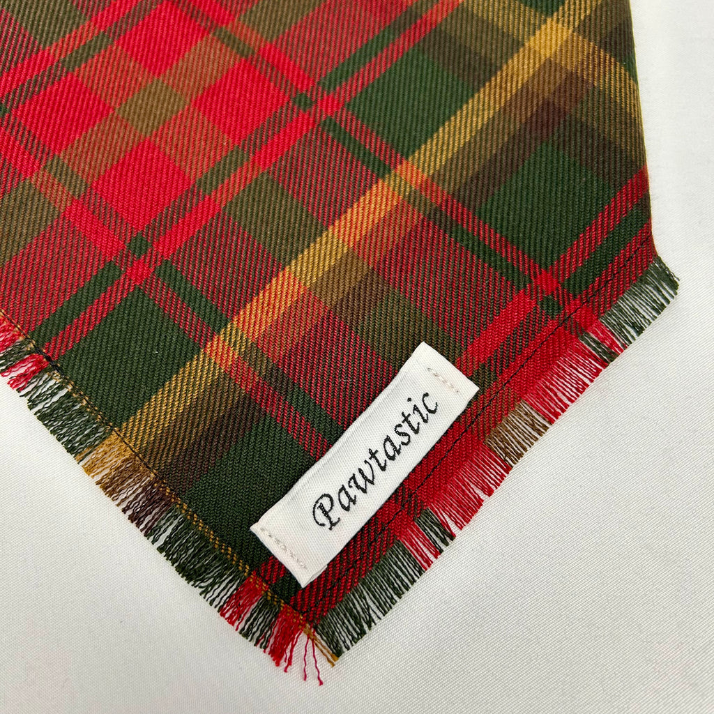 Canadian Maple Leaf Tartan | Frayed Snap-On Bandana