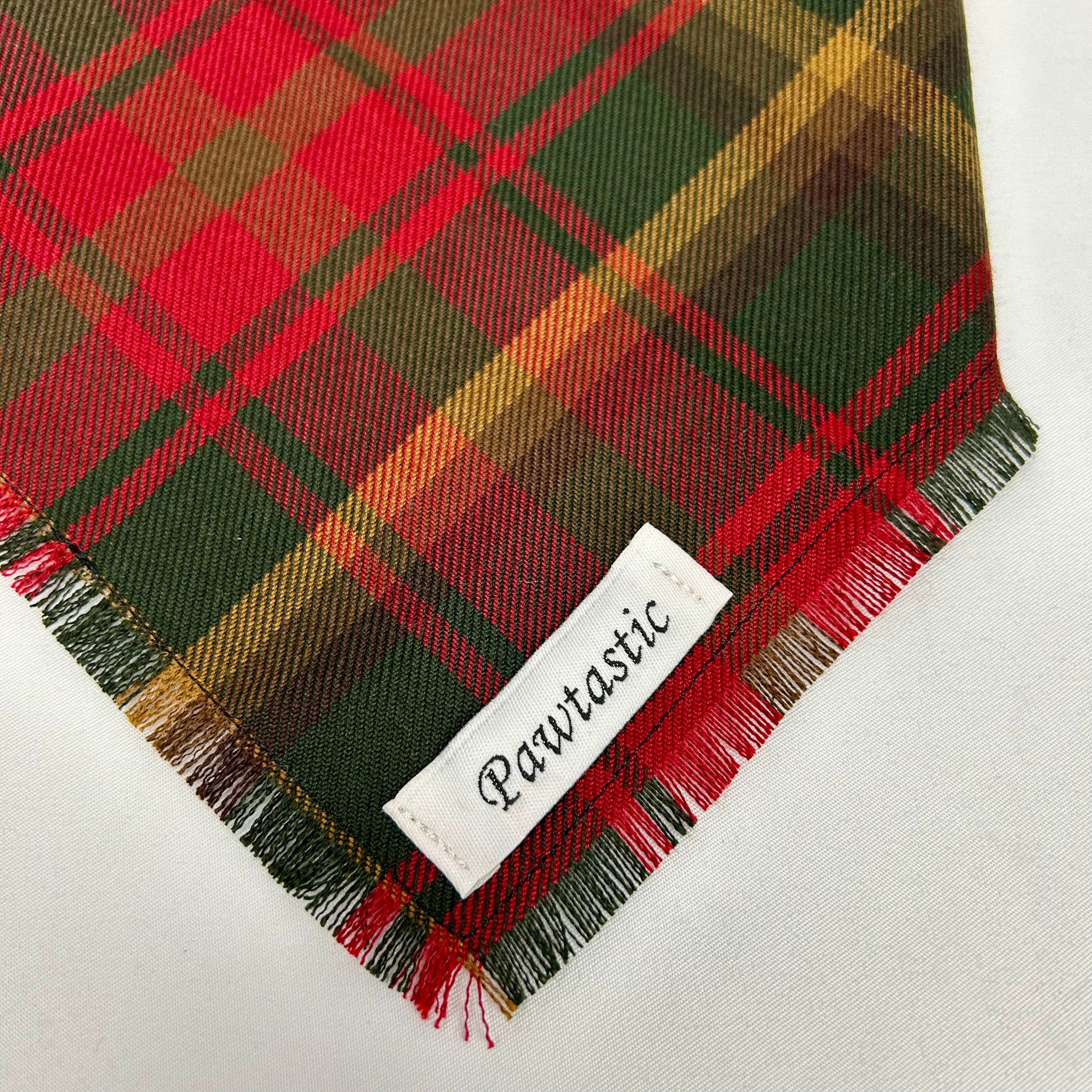 Canadian Maple Leaf Tartan | Frayed Snap-On Bandana