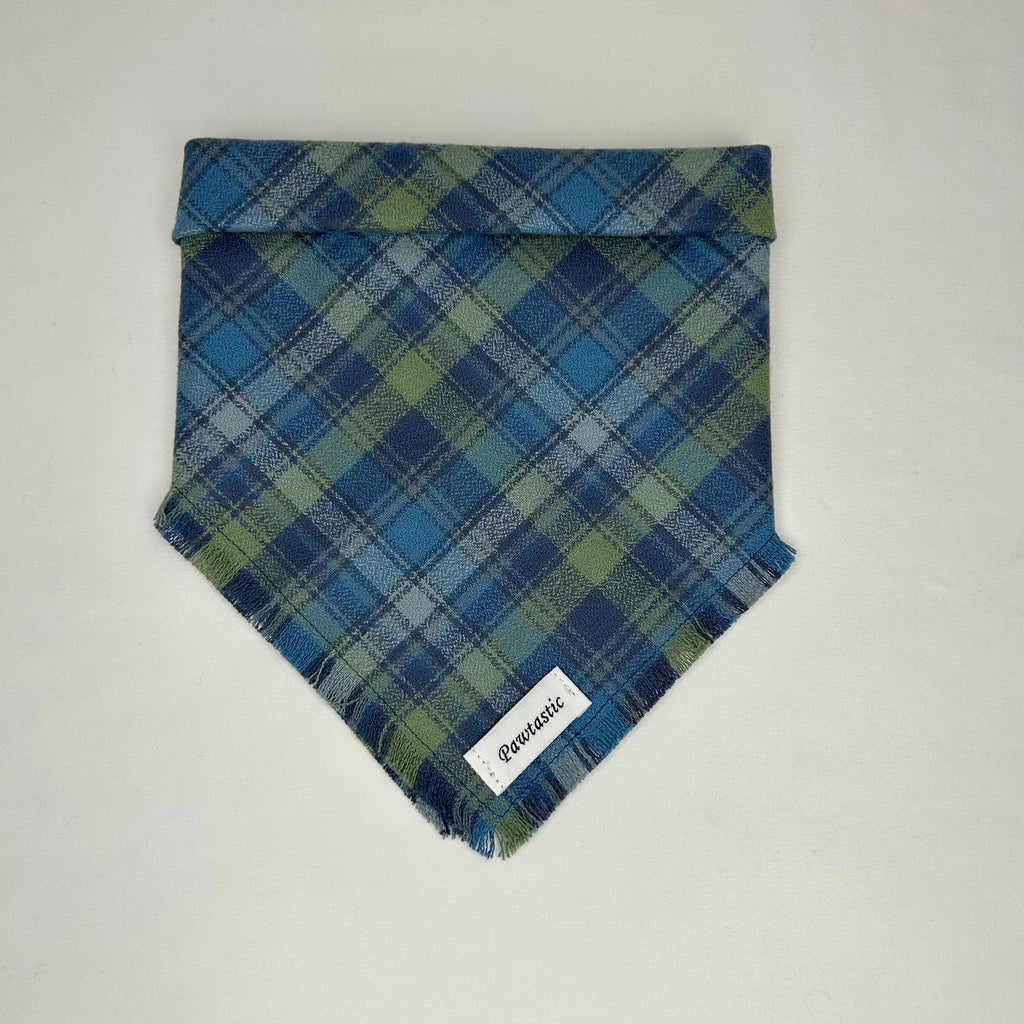 Pacific Plaid | Frayed Snap-On Bandana