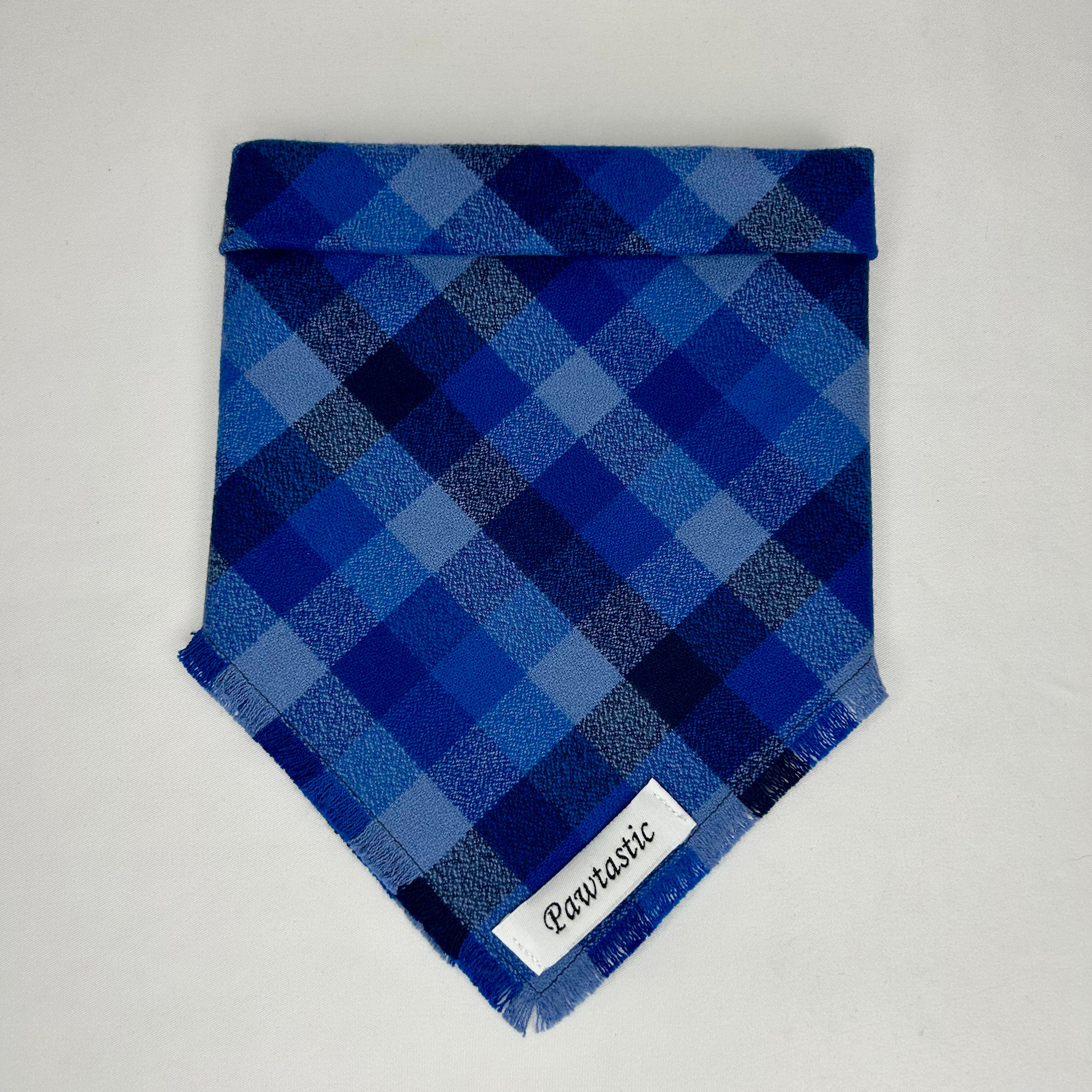 Royal Blue Plaid | Frayed Snap-On Bandana