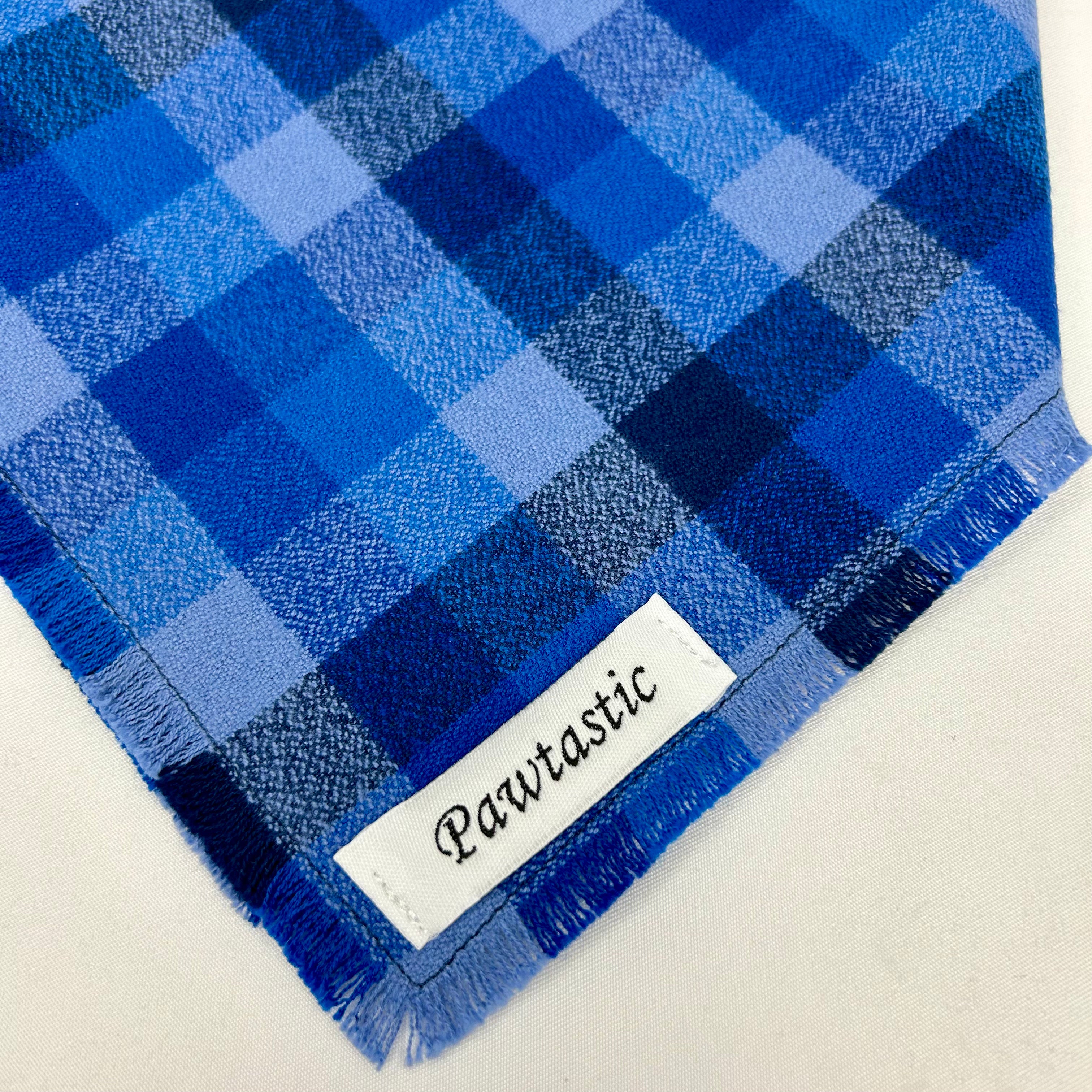 Royal Blue Plaid | Frayed Snap-On Bandana