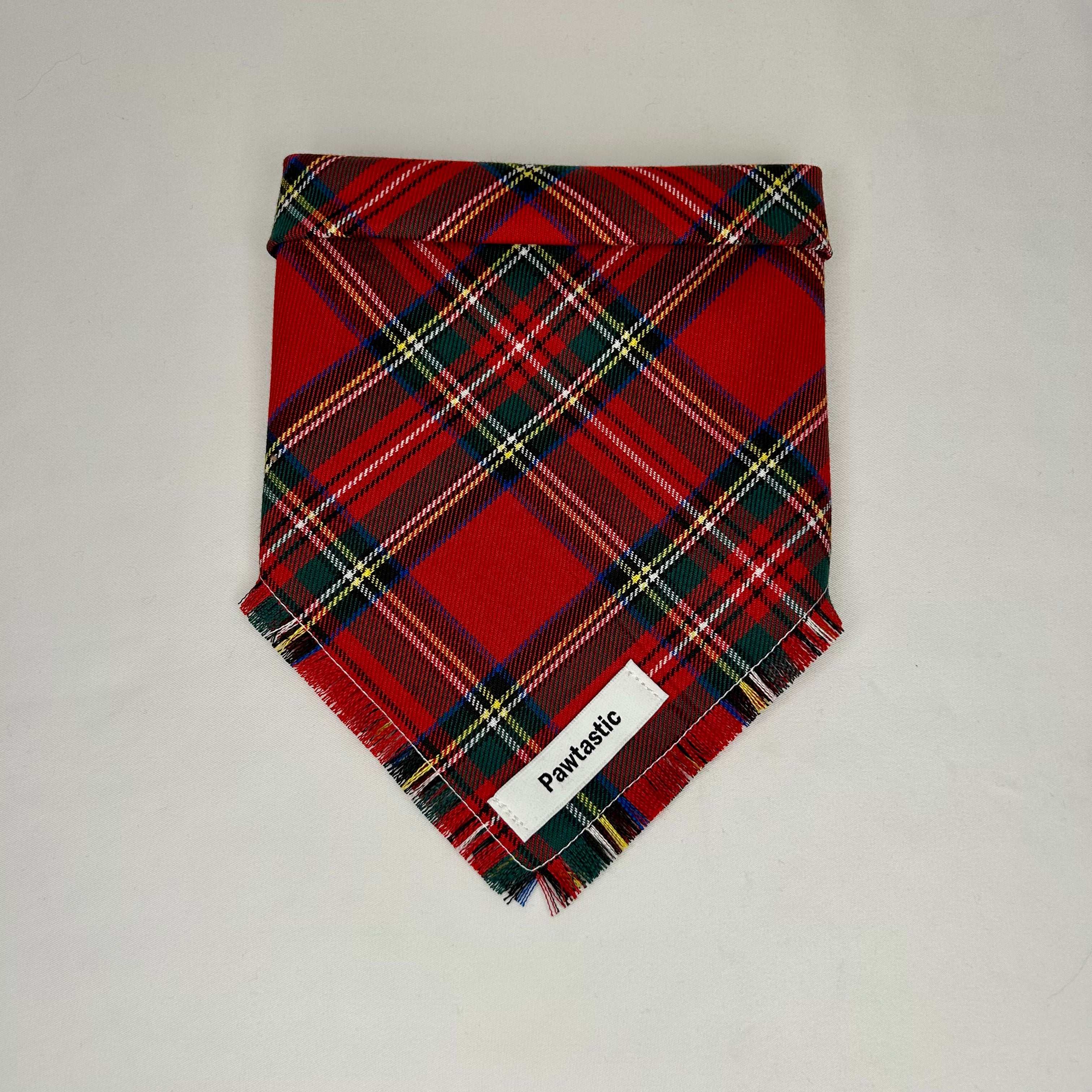 Red Dress Plaid | Frayed Snap-On Bandana
