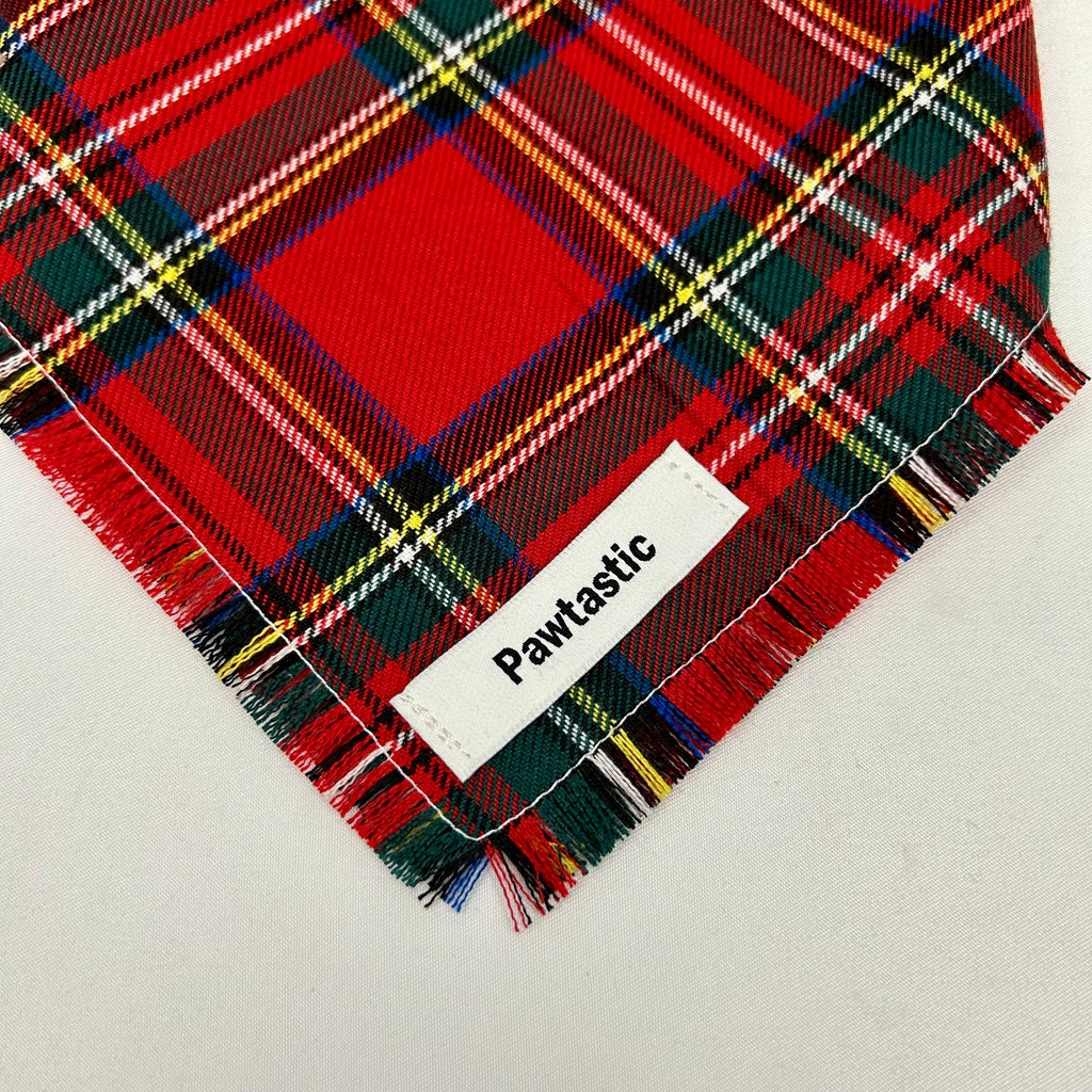 Red Dress Plaid | Frayed Snap-On Bandana