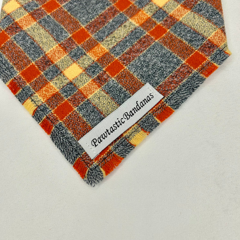 Rustfield Plaid | Frayed Snap-On Bandana