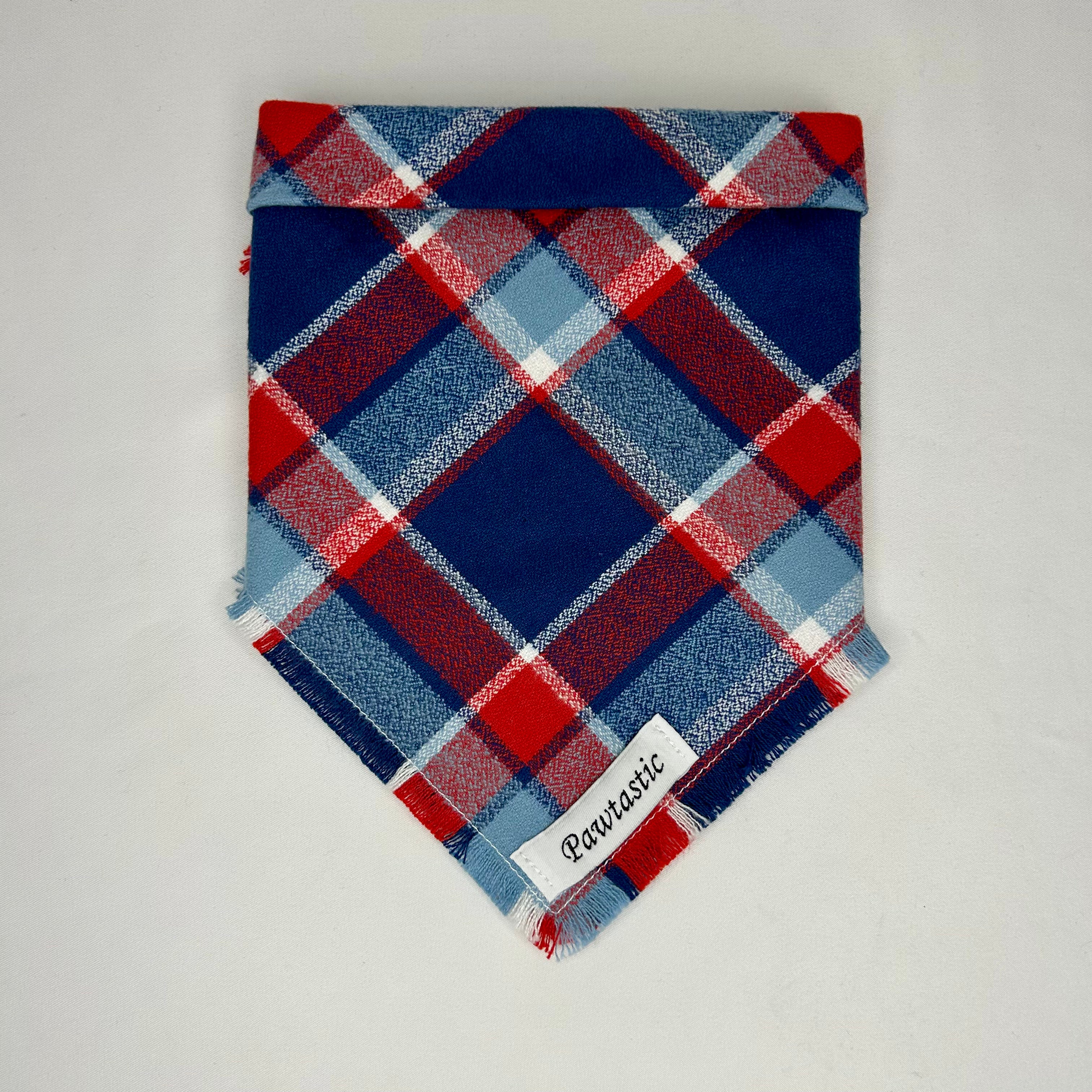 Blue Bird Plaid | Frayed Snap-On Bandana