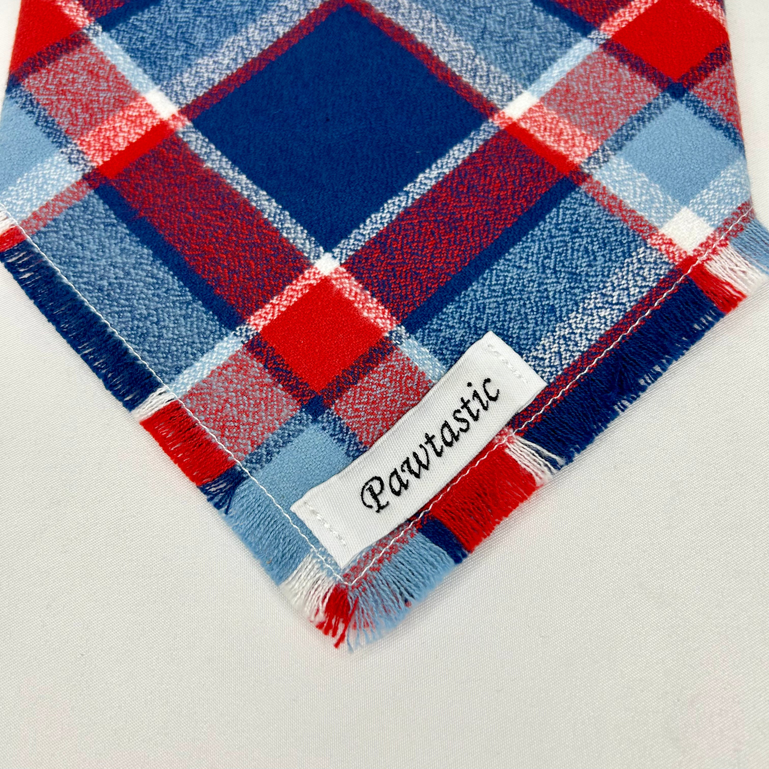 Blue Bird Plaid | Frayed Snap-On Bandana