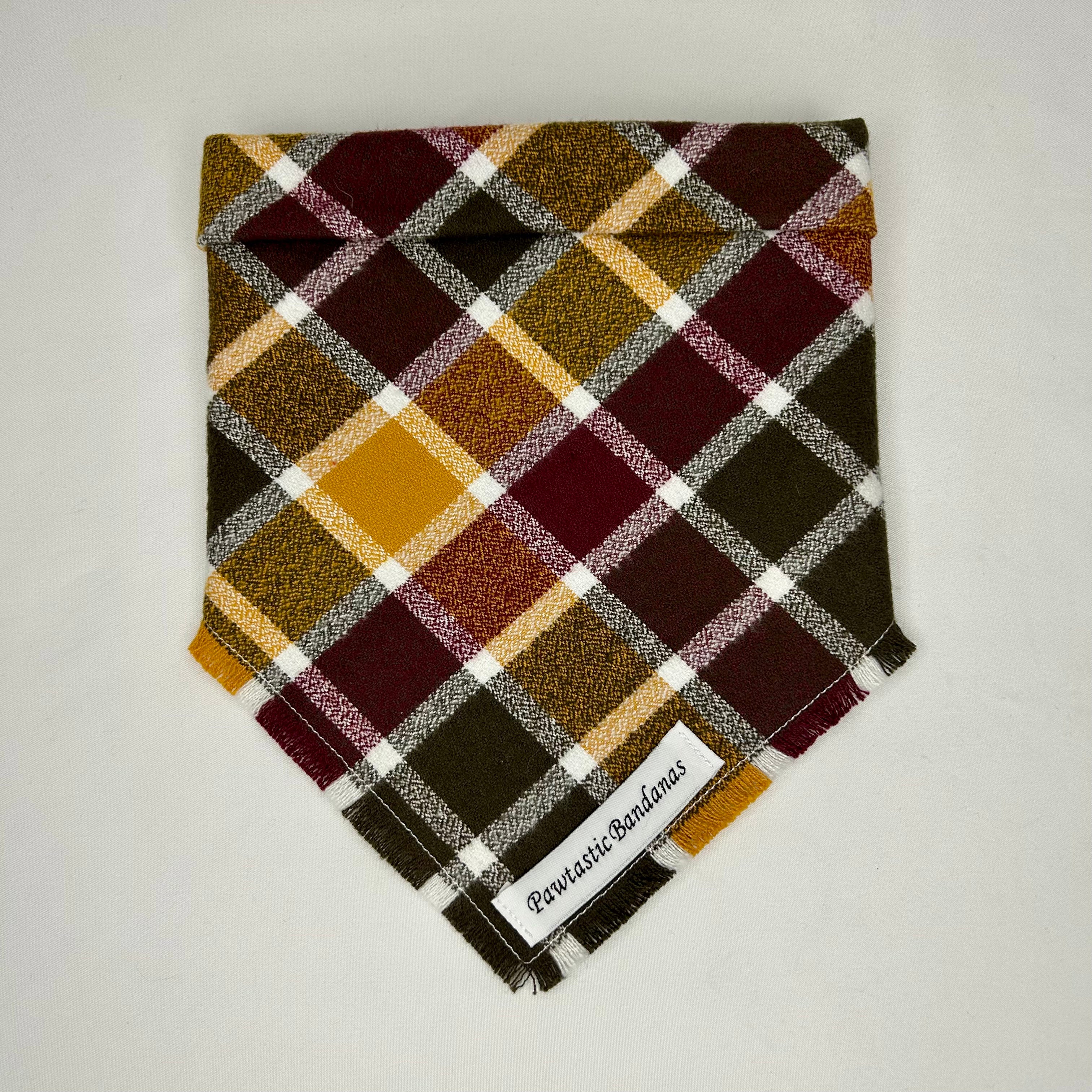 Cider Plaid | Frayed Snap-On Bandana