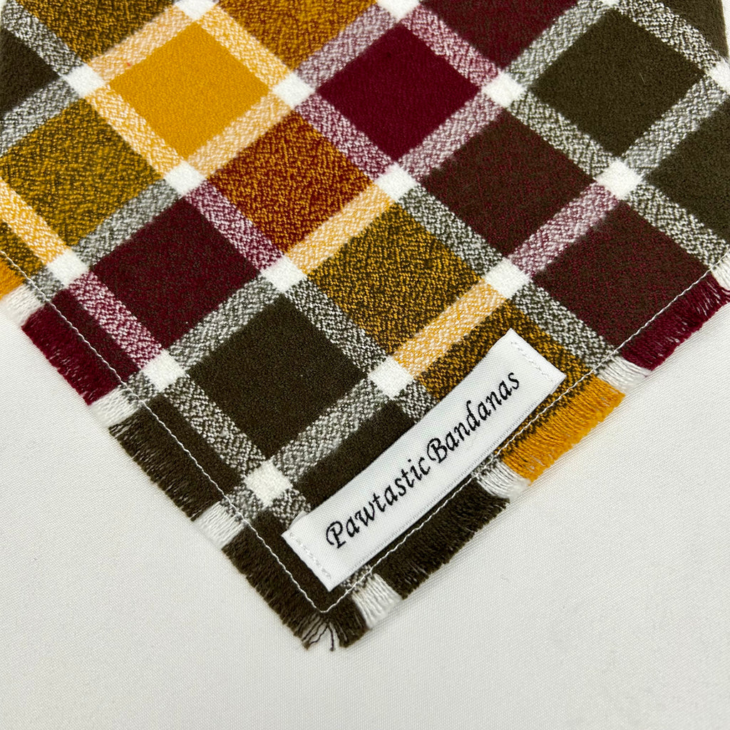 Cider Plaid | Frayed Snap-On Bandana
