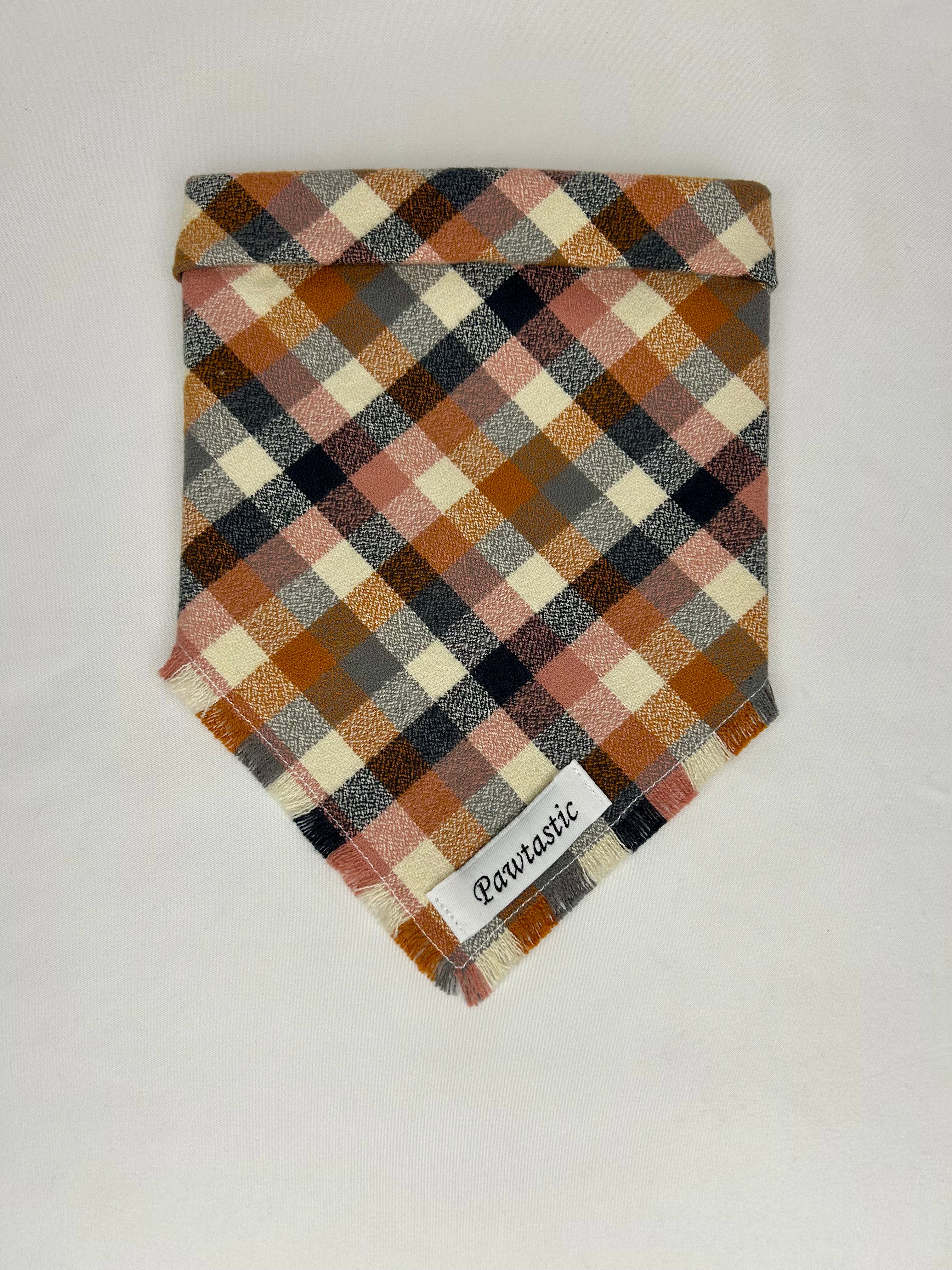 Nutmeg Cabin Plaid | Frayed Snap-On Bandana