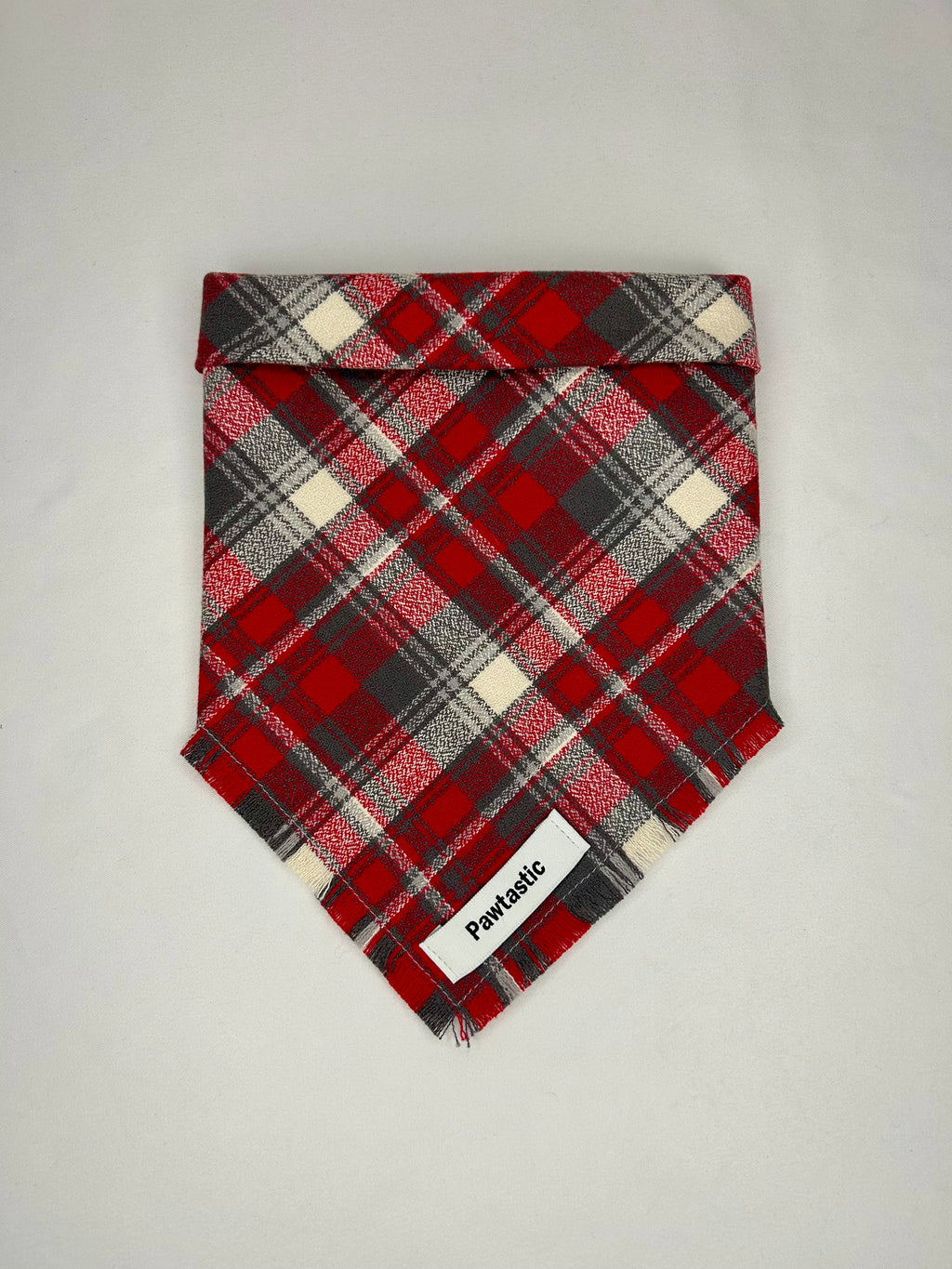Red FX Plaid | Frayed Snap-On Bandana