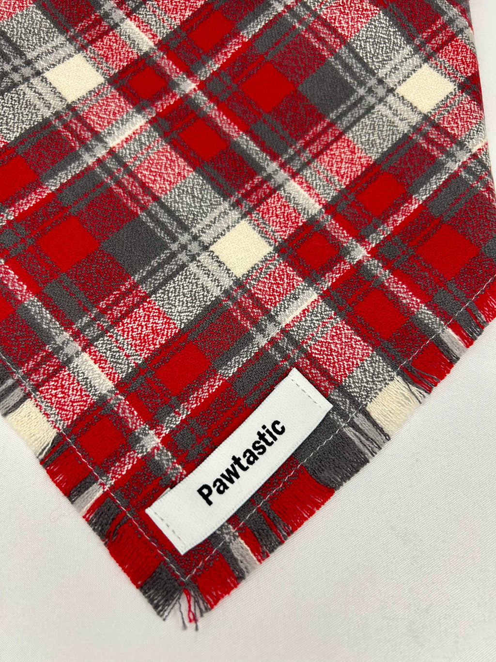 Red FX Plaid | Frayed Snap-On Bandana