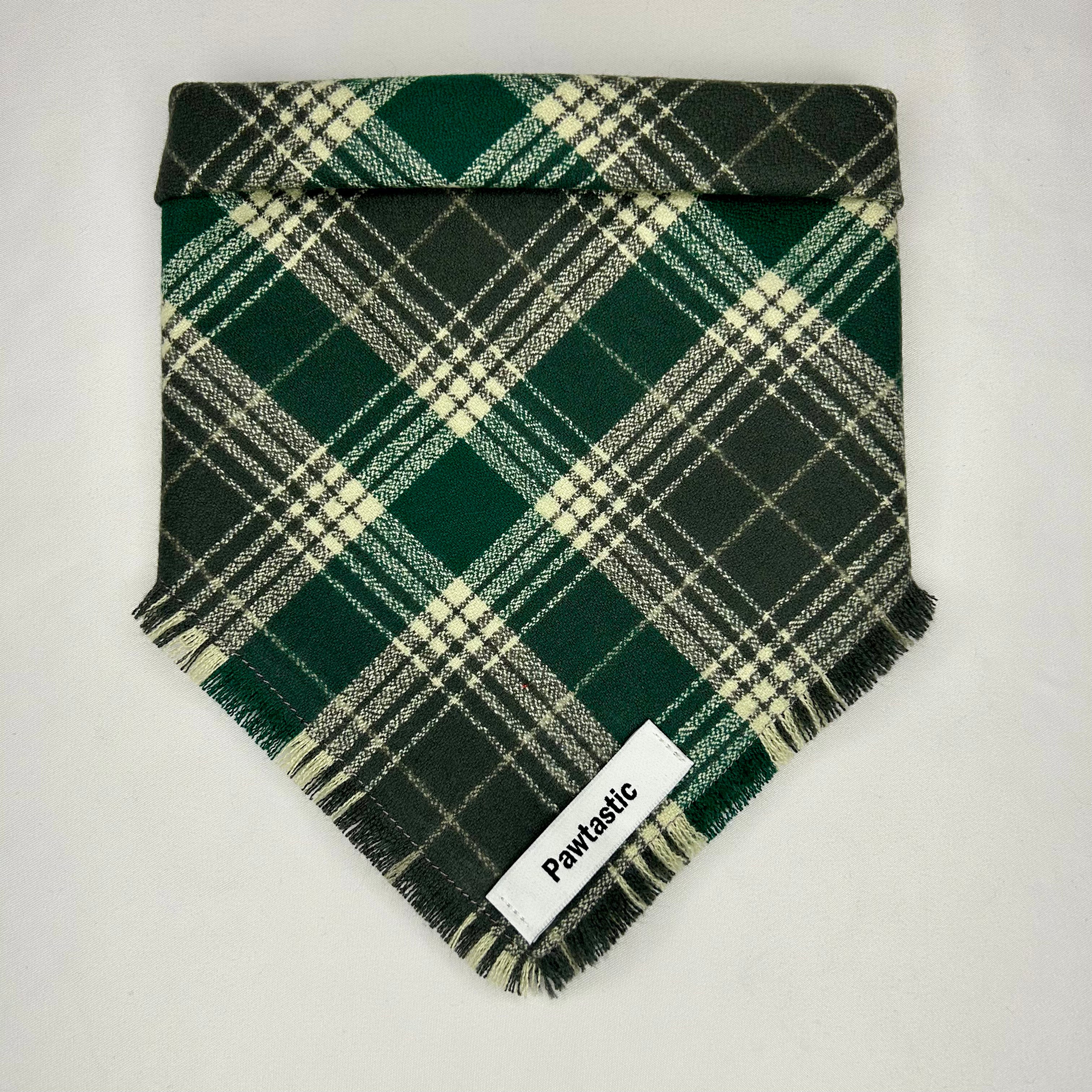 Evergreen Tartan | Frayed Snap-On Bandana