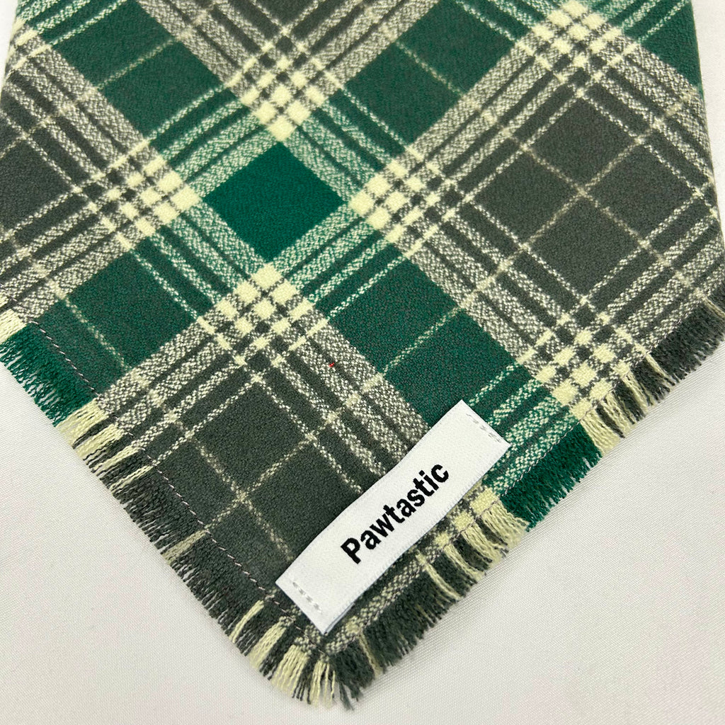 Evergreen Tartan | Frayed Snap-On Bandana