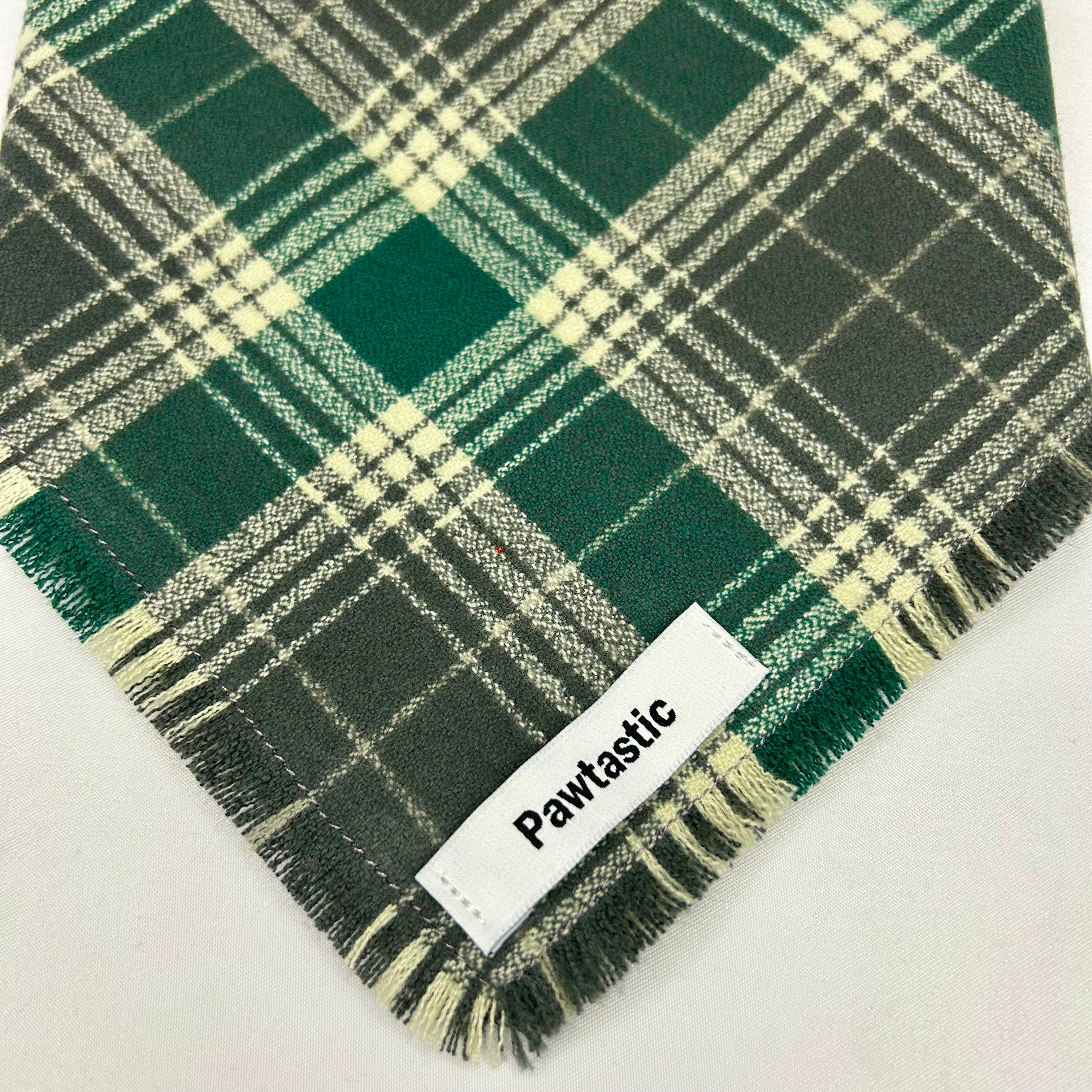 Evergreen Tartan | Frayed Snap-On Bandana