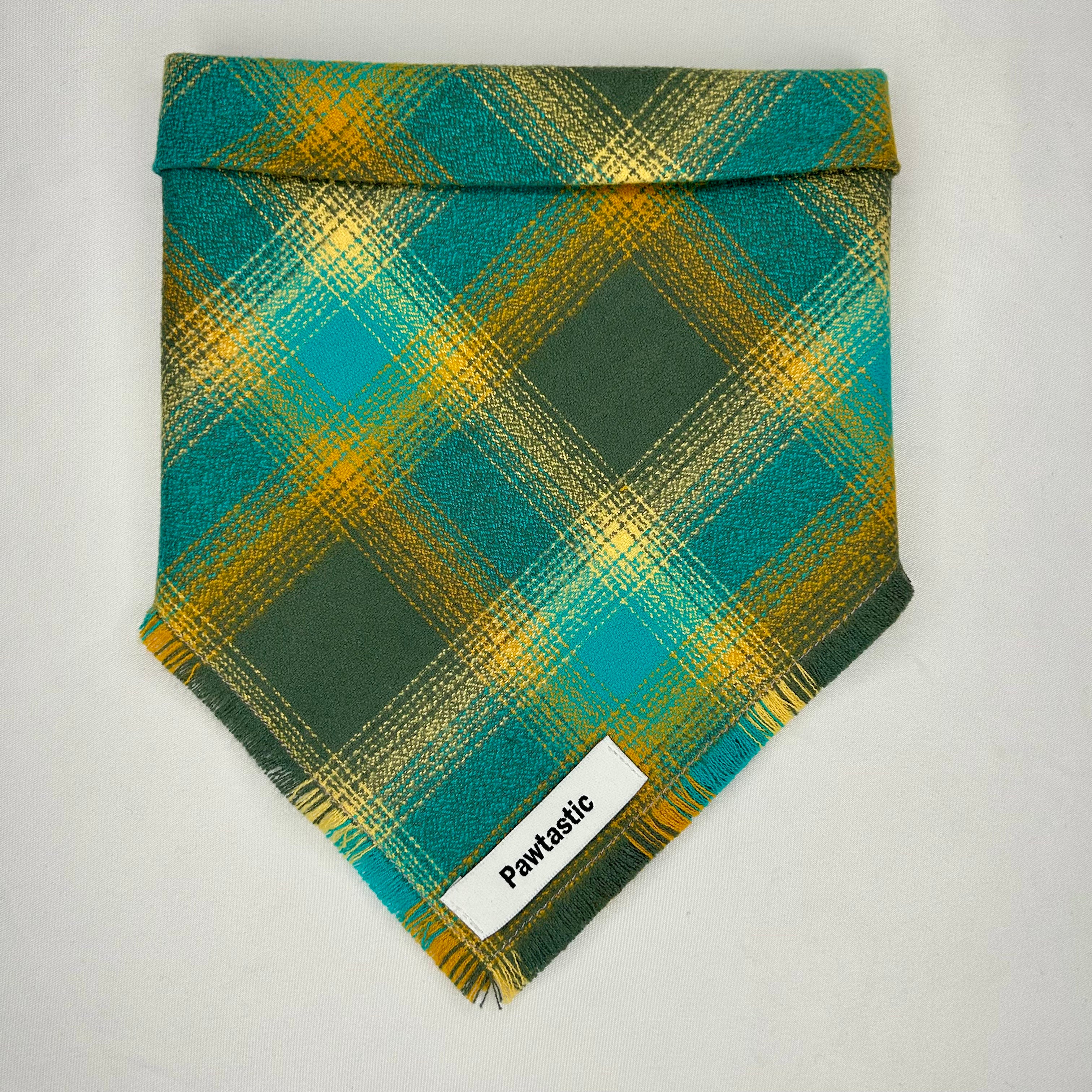 Lagoon Plaid | Frayed Snap-On Bandana
