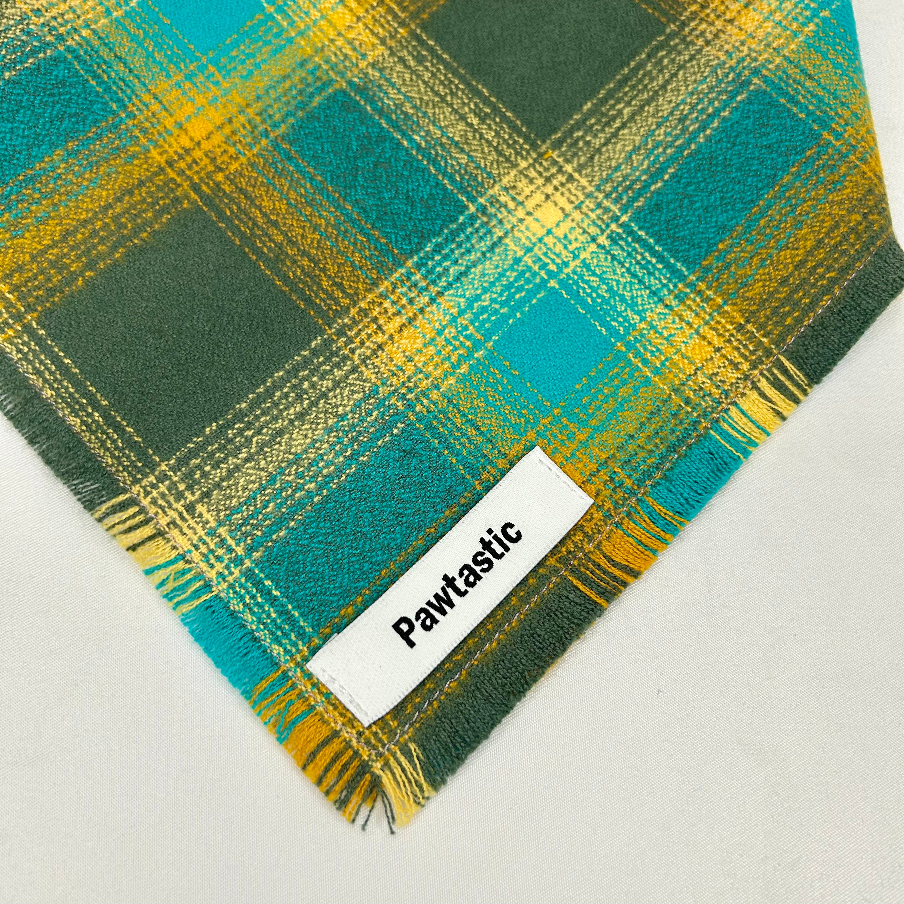 Lagoon Plaid | Frayed Snap-On Bandana