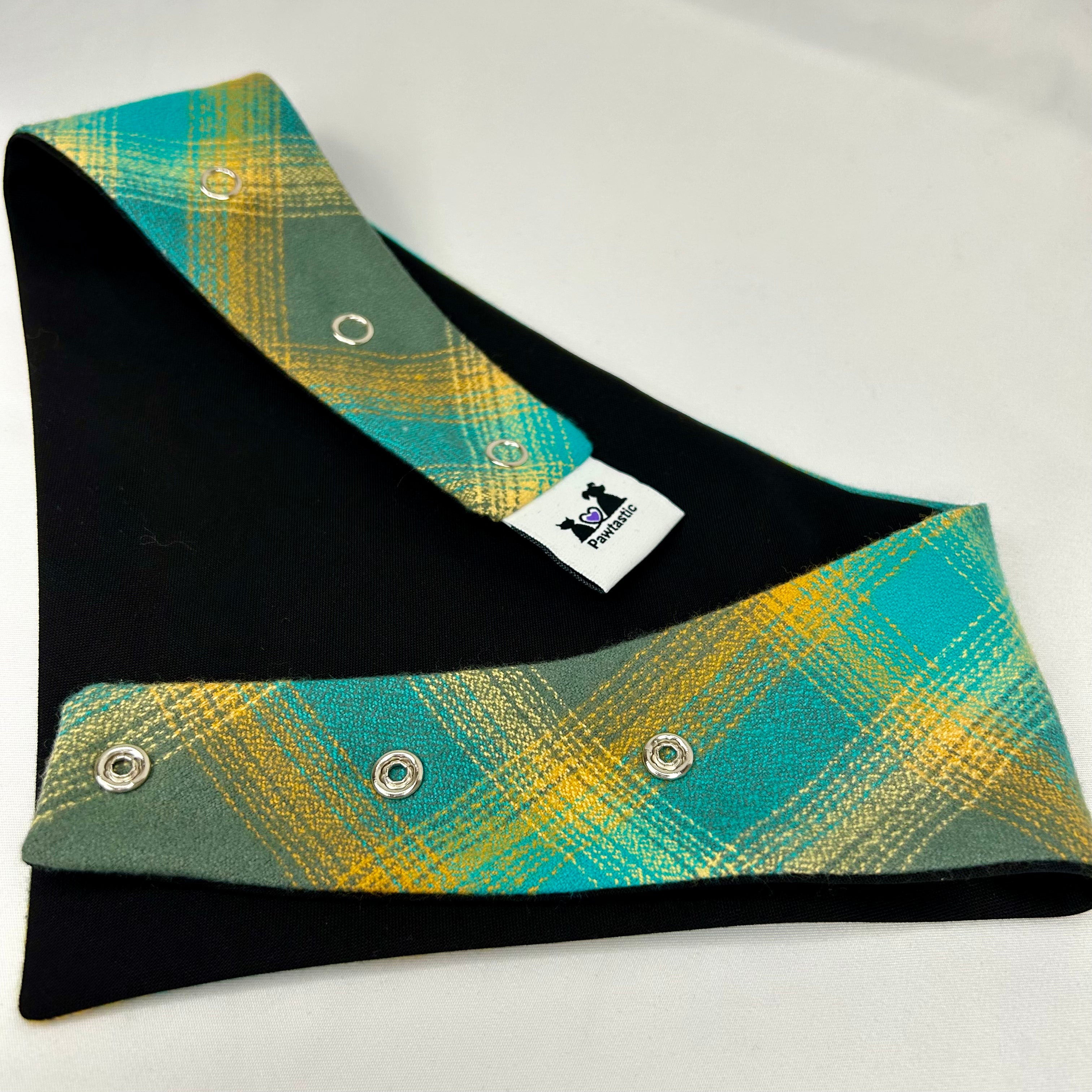 Lagoon Plaid | Snap-On Bandana