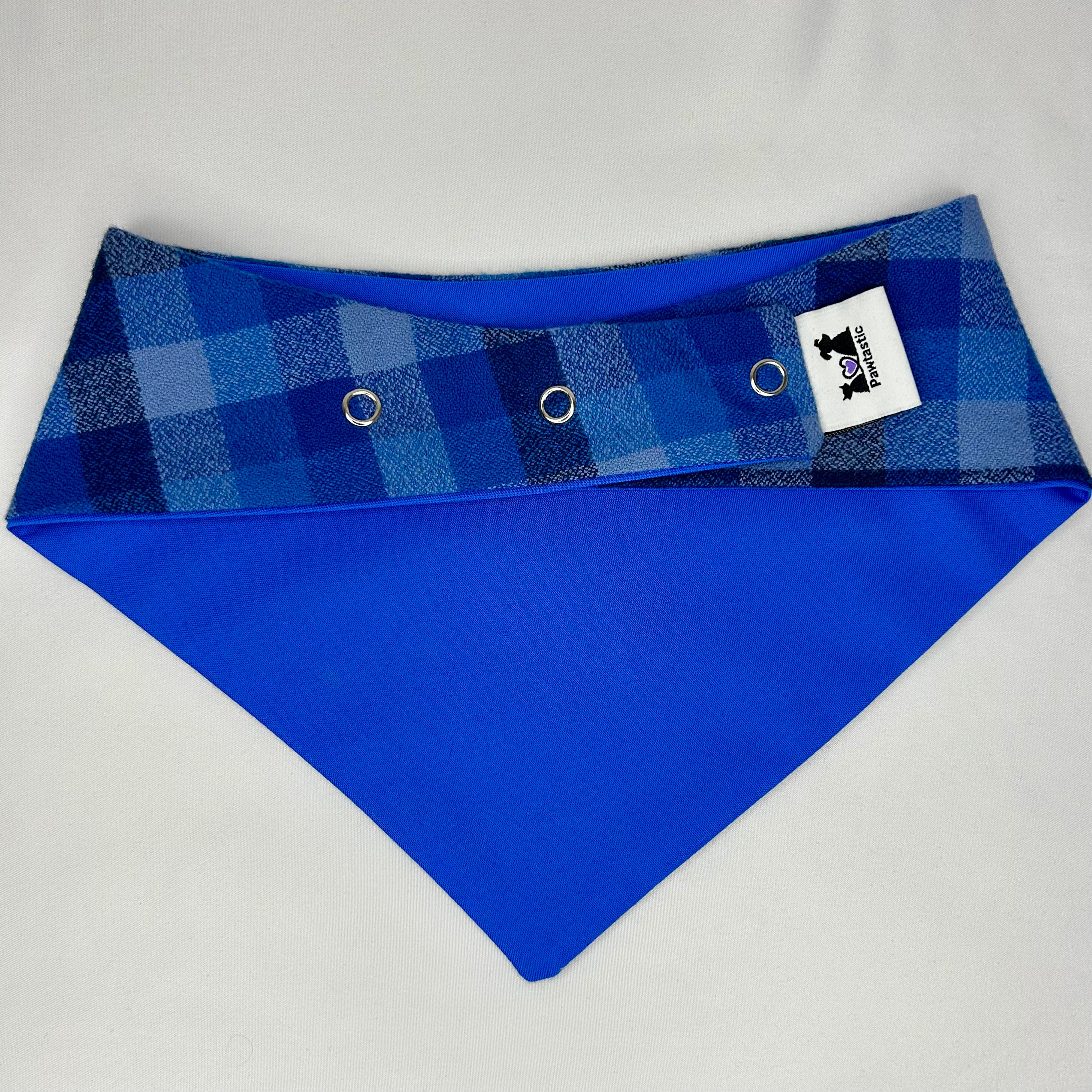 Royal Blue Plaid | Snap-On Bandana