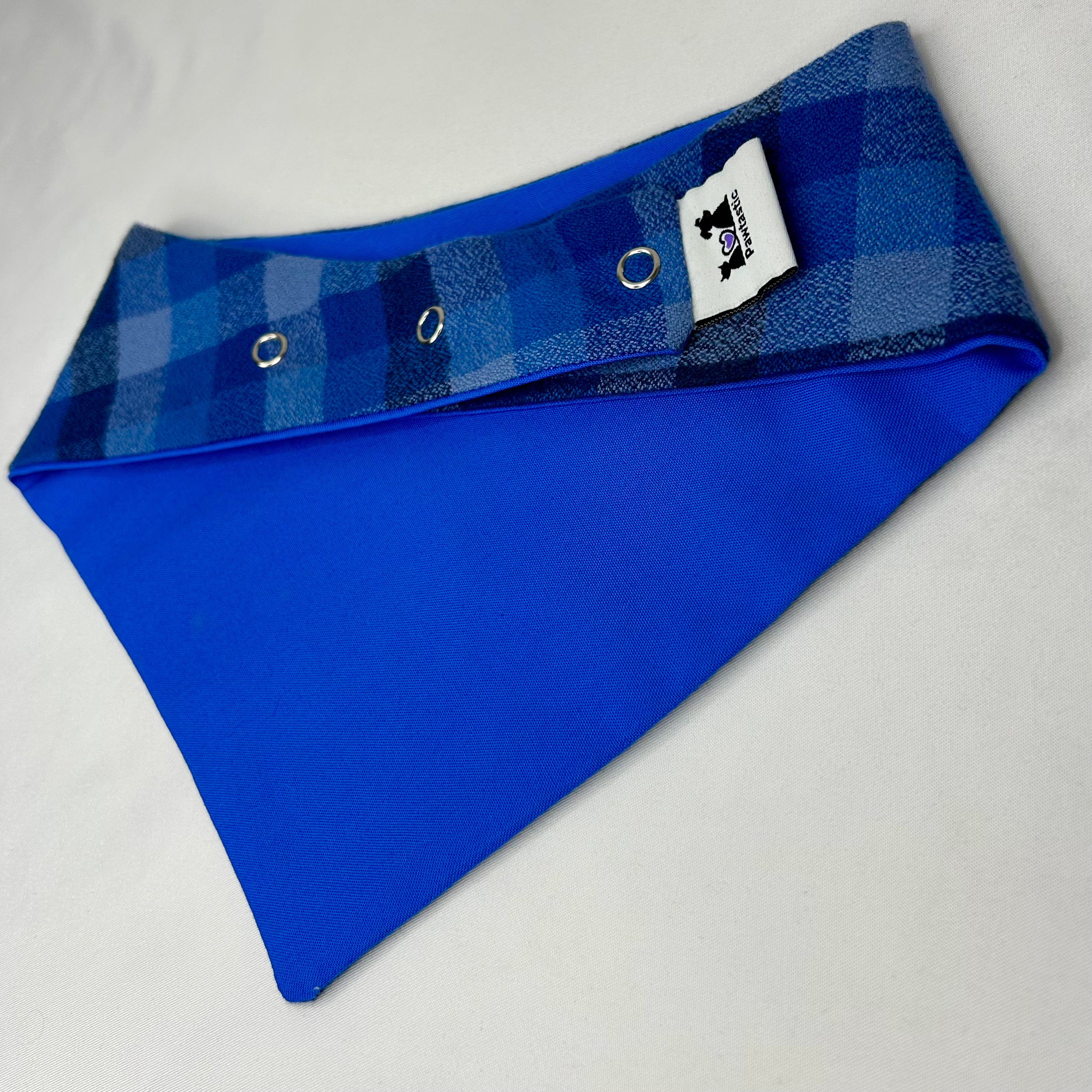 Royal Blue Plaid | Snap-On Bandana