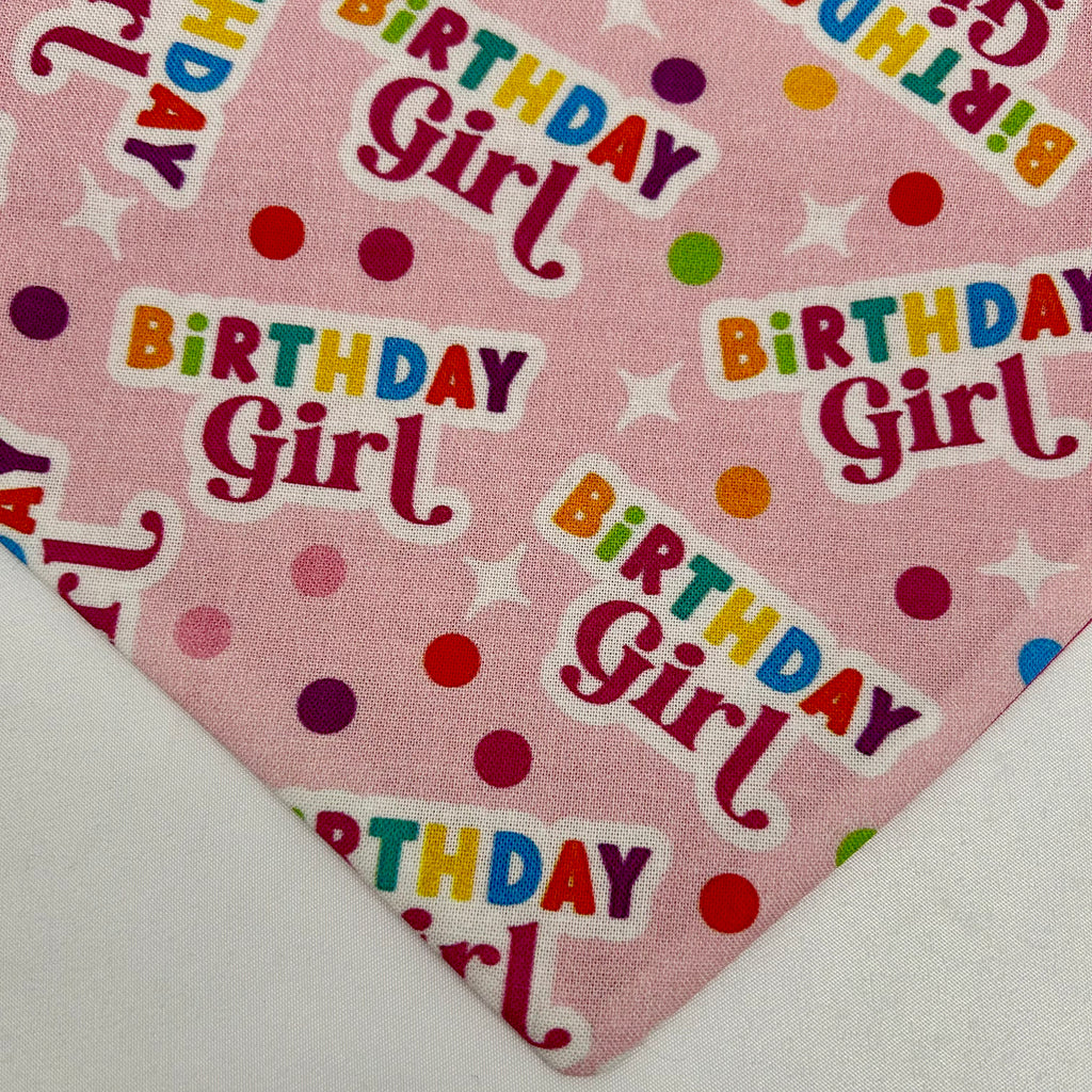 Birthday Girl Cotton Snap-On Bandana