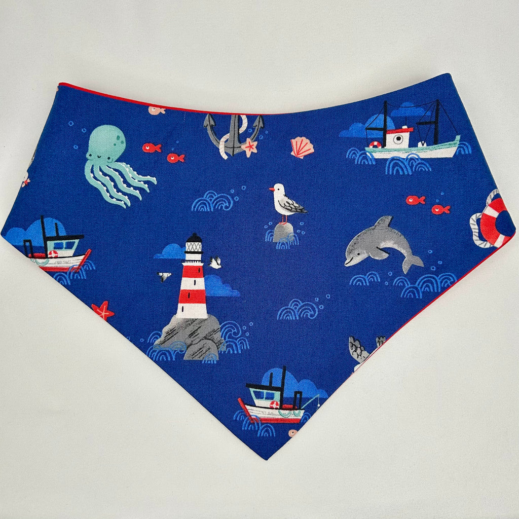 Coastal Cutie (Dark Blue) | Cotton Snap-On Bandana
