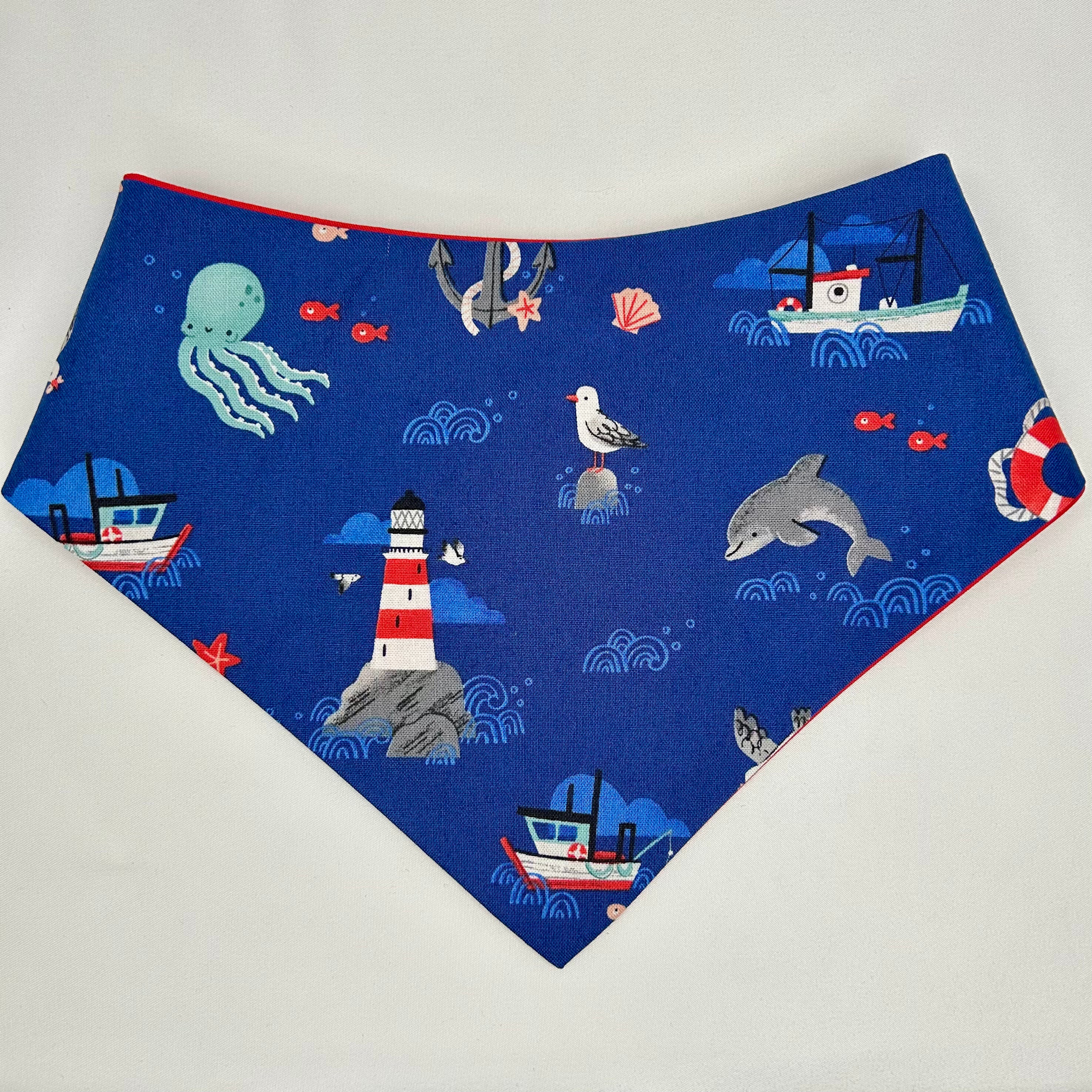 Coastal Cutie (Dark Blue) | Cotton Snap-On Bandana