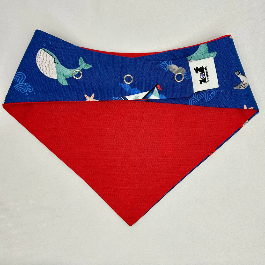 Coastal Cutie (Dark Blue) | Cotton Snap-On Bandana