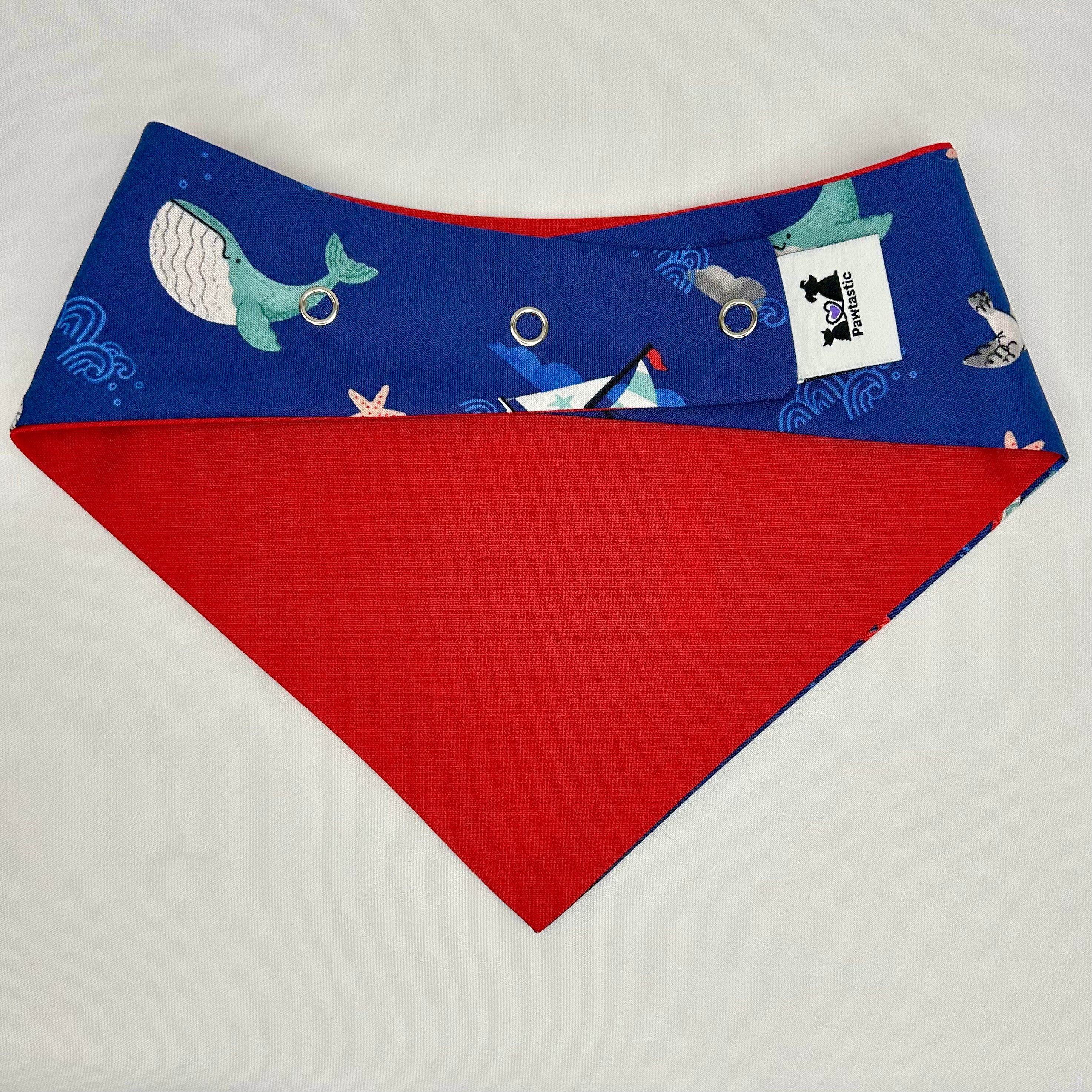 Coastal Cutie (Dark Blue) | Cotton Snap-On Bandana