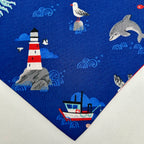 Coastal Cutie (Dark Blue) | Cotton Snap-On Bandana