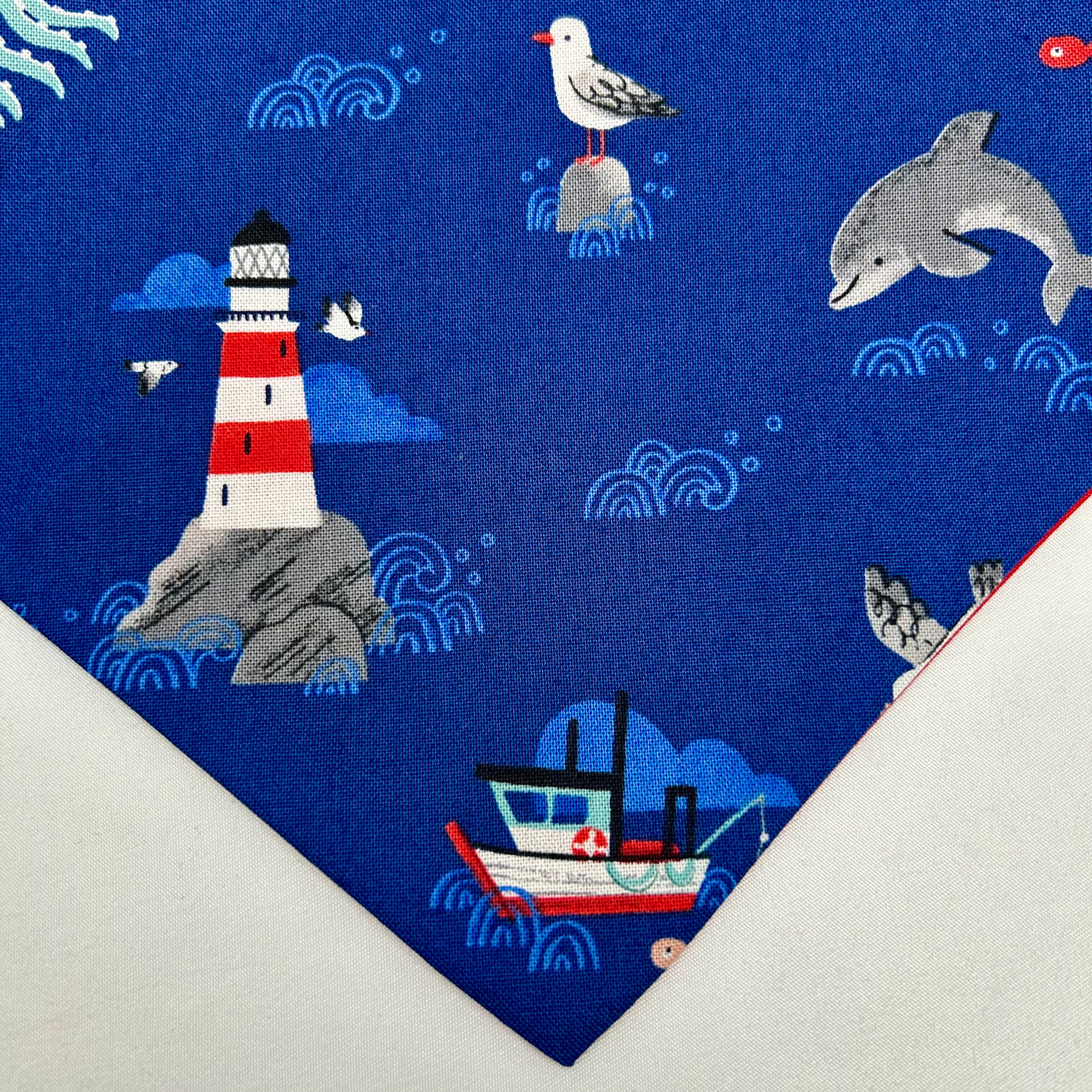 Coastal Cutie (Dark Blue) | Cotton Snap-On Bandana