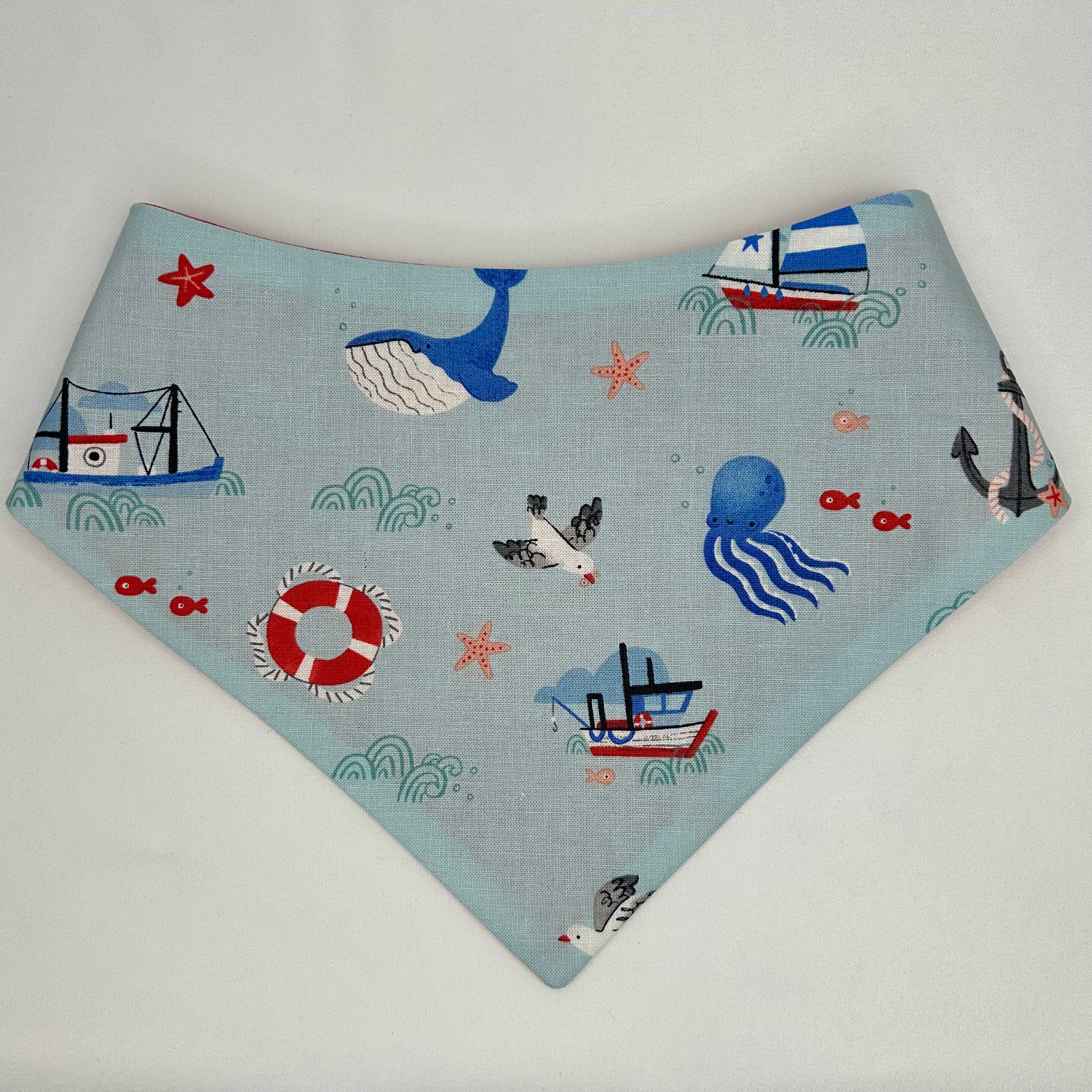 Coastal Cutie (Light Blue) | Cotton Snap-On Bandana