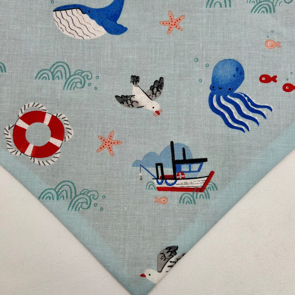 Coastal Cutie (Light Blue) | Cotton Snap-On Bandana