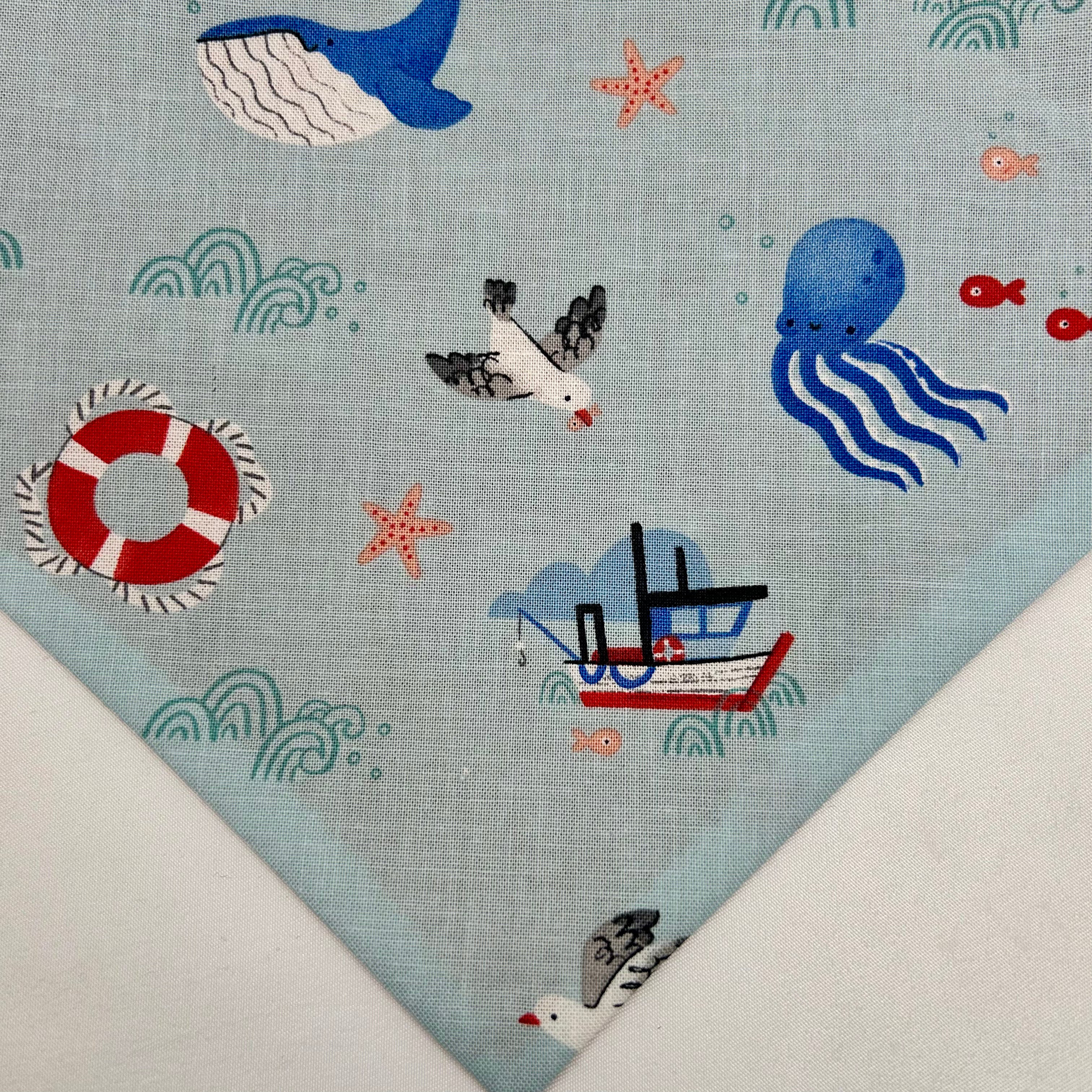 Coastal Cutie (Light Blue) | Cotton Snap-On Bandana