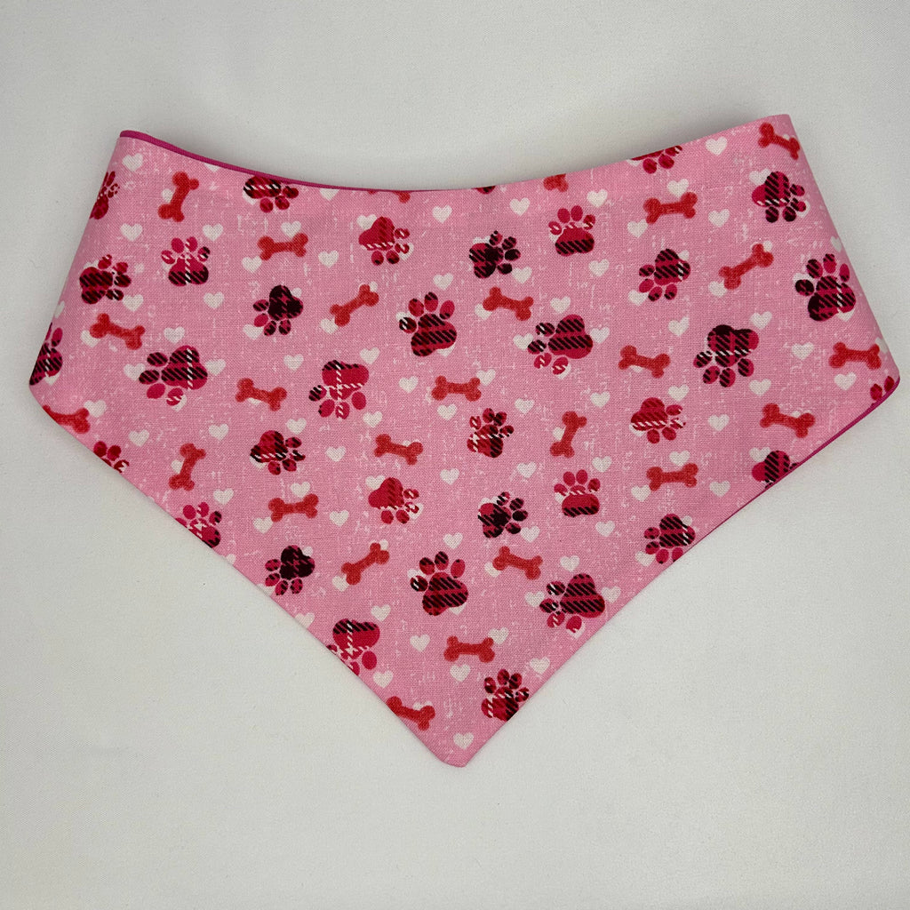 Bones & Hearts (Pink) | Cotton Snap-On Bandana
