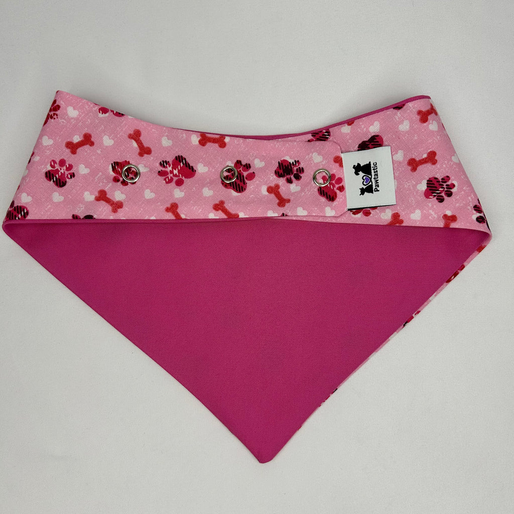 Bones & Hearts (Pink) | Cotton Snap-On Bandana