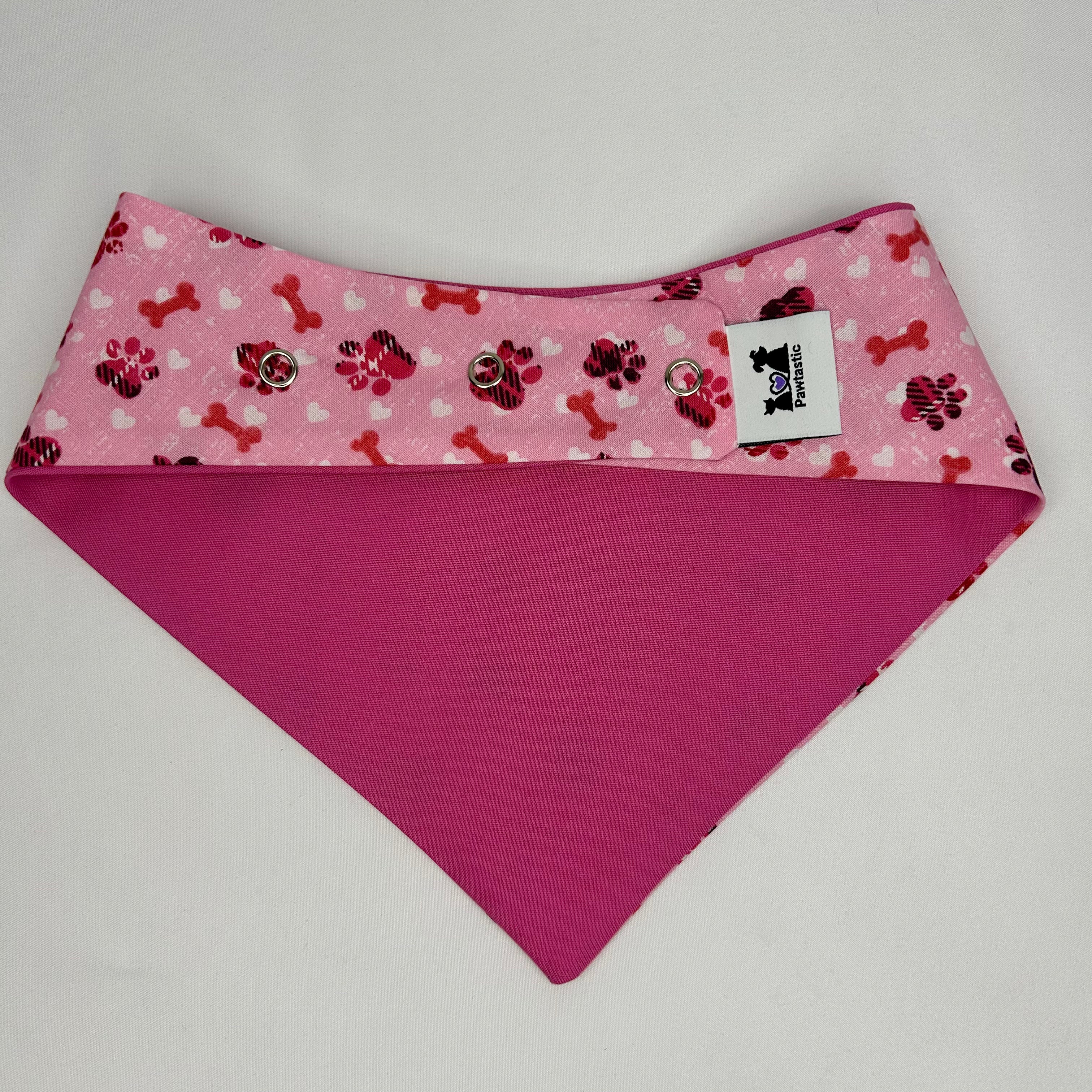 Bones & Hearts (Pink) | Cotton Snap-On Bandana